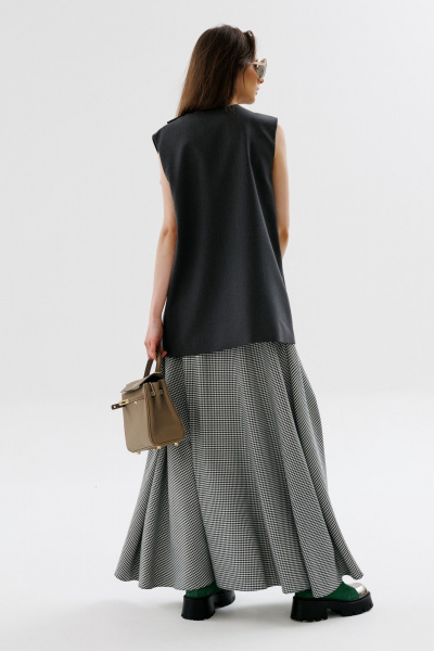 Демисезонный жилет на запах с полукруглым вырезом NikVa 723-1 графит - фото 6