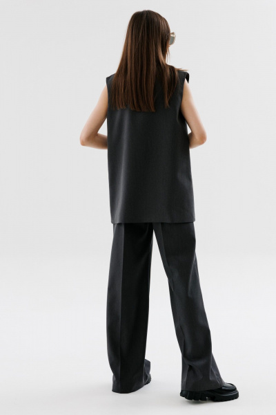 На каждый день костюм 2 предмета из текстиля с жилетом и брюками NikVa 725-1 графит - фото 2