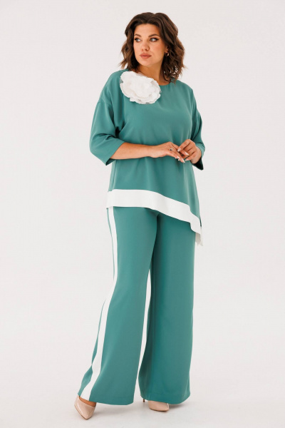 Платье в стиле кэжуал с асимметричным низом и лампасами INVITE 6063 бирюза - фото 9