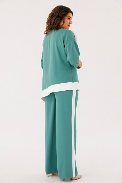 Платье в стиле кэжуал с асимметричным низом и лампасами INVITE 6063 бирюза - фото 8