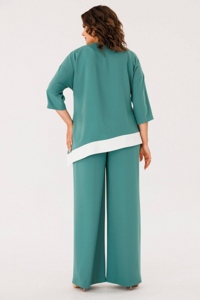 Платье в стиле кэжуал с асимметричным низом и лампасами INVITE 6063 бирюза - фото 7