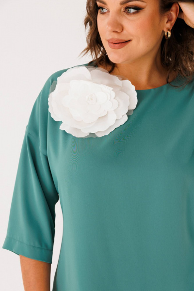 Платье в стиле кэжуал с асимметричным низом и лампасами INVITE 6063 бирюза - фото 6