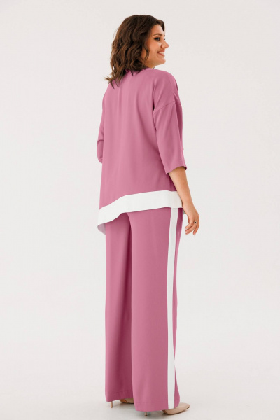 Платье с рукавом фонарик и цветной отделкой на лето INVITE 6063 лиловый - фото 3