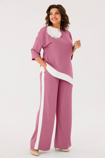 Платье с рукавом фонарик и цветной отделкой на лето INVITE 6063 лиловый - фото 1