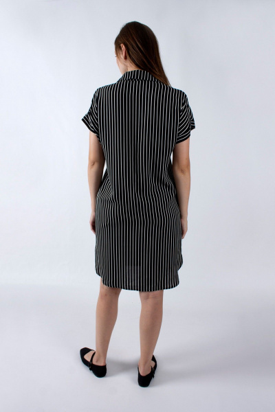 Модное летнее платье с кокеткой и отложным воротником Mita ЖМ1186 черный_полоска - фото 4