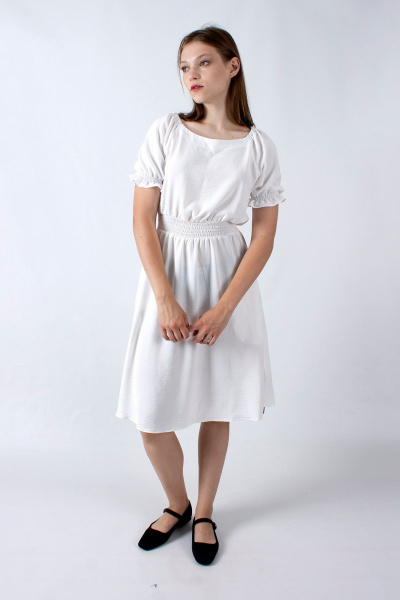 Платье летнее с отрезной талией и рукавом фонарик Mita ЖМ1145a белый - фото 1