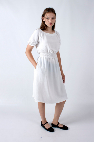 Платье летнее с отрезной талией и рукавом фонарик Mita ЖМ1145a белый - фото 4