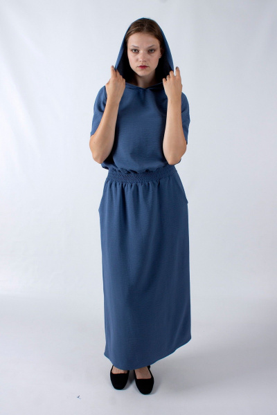 Платье прямого кроя с капюшоном и карманами Mita ЖМ1177a - фото 2