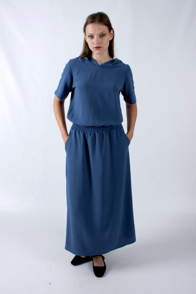 Платье прямого кроя с капюшоном и карманами Mita ЖМ1177a - фото 1