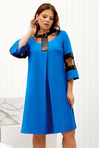 Платье А-силуэта с пайетками и сетчатой вставкой Gold Style 2584 - фото 1