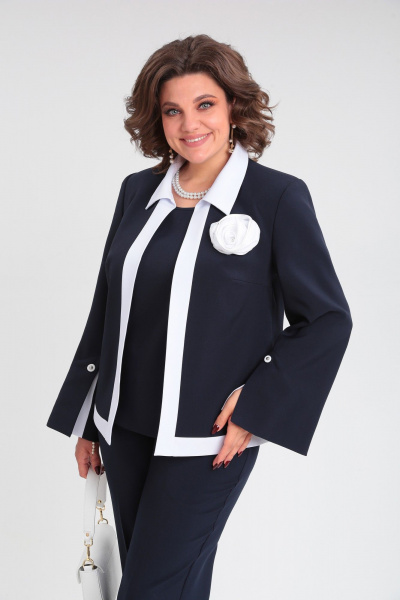 Брюки, брошь, жакет, топ Lady Secret 2921/1 синий+белый - фото 6