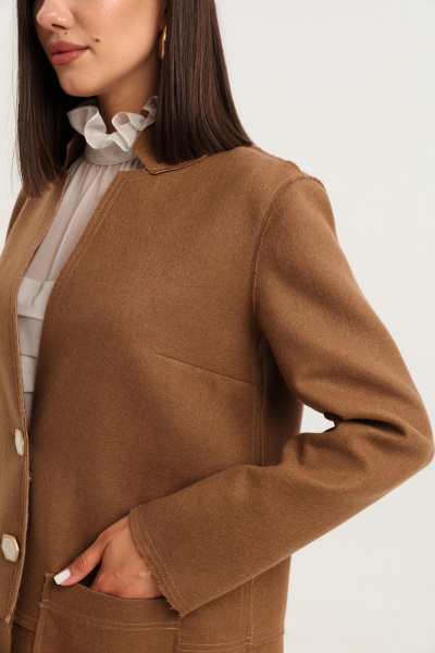 Облегченное пальто из шерсти с эффектом шва наружу LM WO5318-2 - фото 11