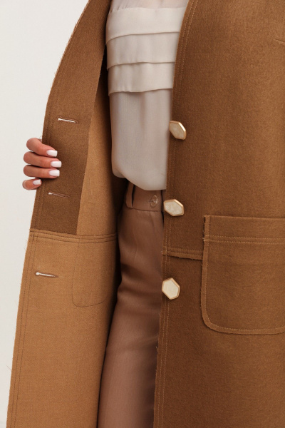 Облегченное пальто из шерсти с эффектом шва наружу LM WO5318-2 - фото 9