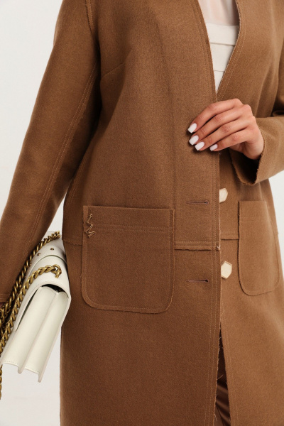 Облегченное пальто из шерсти с эффектом шва наружу LM WO5318-2 - фото 8