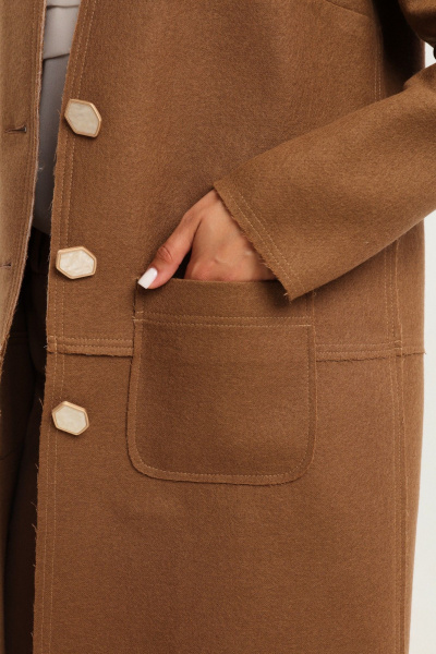 Облегченное пальто из шерсти с эффектом шва наружу LM WO5318-2 - фото 7