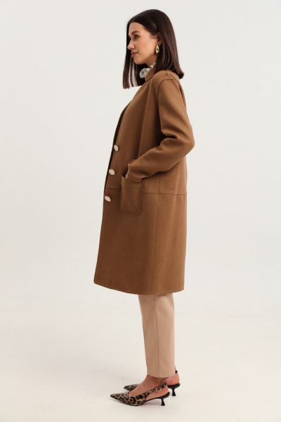 Облегченное пальто из шерсти с эффектом шва наружу LM WO5318-2 - фото 6