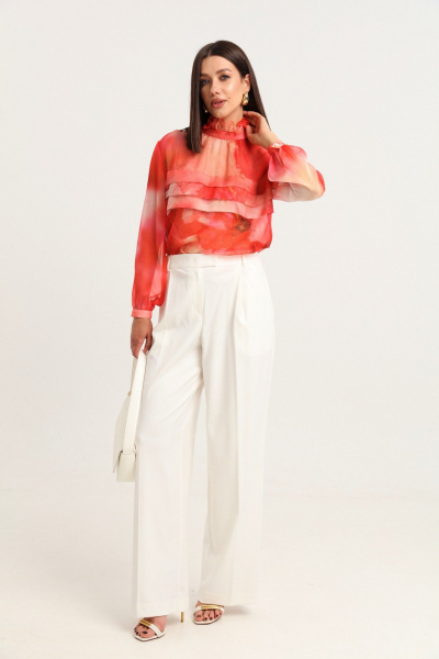 Блуза из шифона с бантами и объемными рукавами для элегантности LM БК2811-3 - фото 3