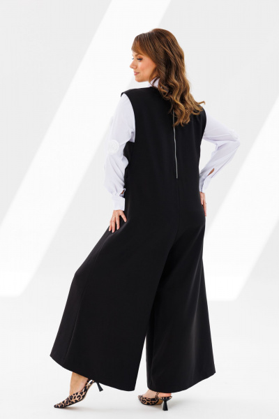 Комплект из блузы и комбинезона с функциональными карманами Mubliz 191 черный-белый - фото 2