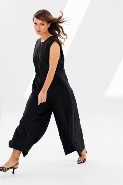 Комплект из блузы и комбинезона с функциональными карманами Mubliz 191 черный-белый - фото 10