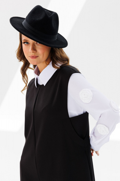 Комплект из блузы и комбинезона с функциональными карманами Mubliz 191 черный-белый - фото 4