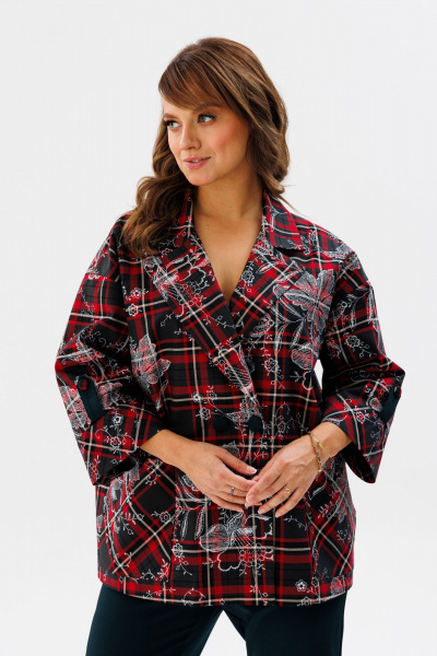 Брюки, жакет Mubliz 187 красная_клетка-бутылка - фото 13