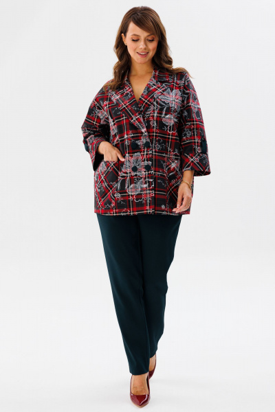 Брюки, жакет Mubliz 187 красная_клетка-бутылка - фото 10