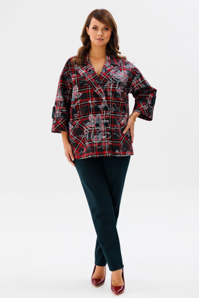 Брюки, жакет Mubliz 187 красная_клетка-бутылка - фото 9