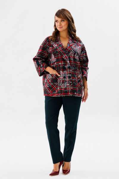 Брюки, жакет Mubliz 187 красная_клетка-бутылка - фото 8