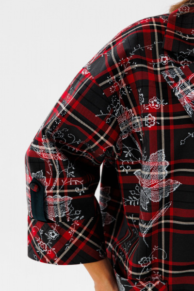 Брюки, жакет Mubliz 187 красная_клетка-бутылка - фото 3