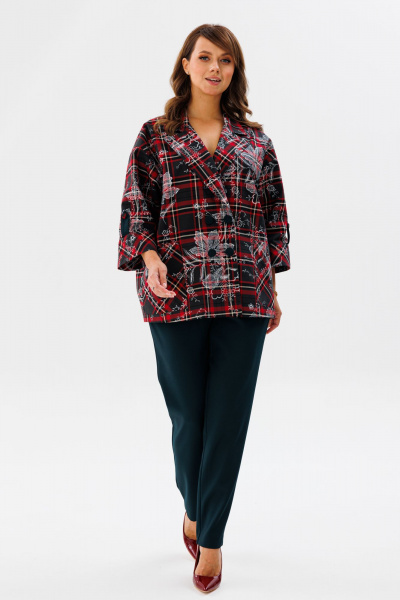 Брюки, жакет Mubliz 187 красная_клетка-бутылка - фото 2