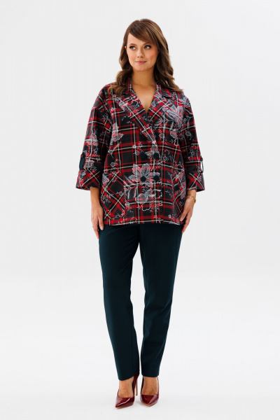 Брюки, жакет Mubliz 187 красная_клетка-бутылка - фото 1