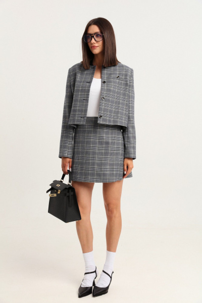 Костюм 2-ка жакет и юбка из мягкого твида с карманами LM К33-2 - фото 2