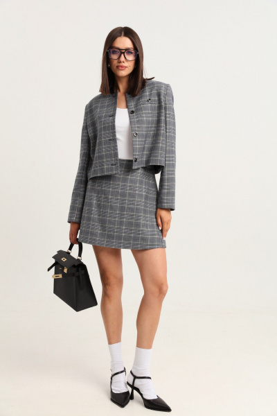 Костюм 2-ка жакет и юбка из мягкого твида с карманами LM К33-2 - фото 1