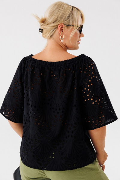Летняя свободная блуза из хлопка с рукавом Anastasia 1131.1 черный - фото 10