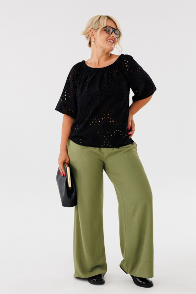 Летняя свободная блуза из хлопка с рукавом Anastasia 1131.1 черный - фото 3