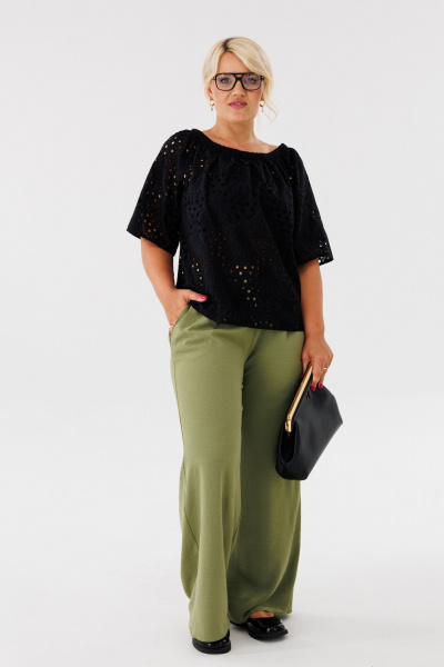 Летняя свободная блуза из хлопка с рукавом Anastasia 1131.1 черный - фото 2