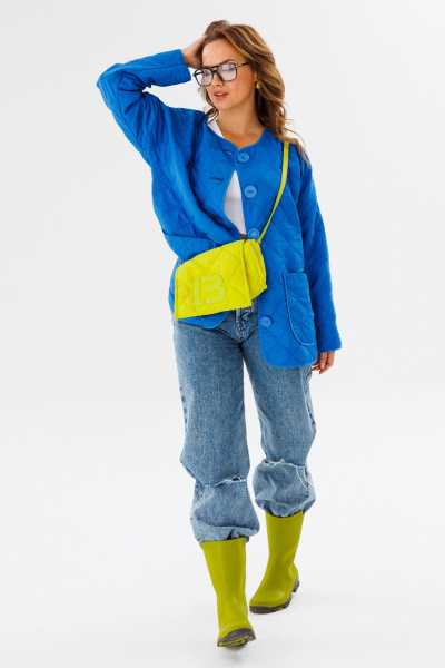 Стеганая oversize куртка из плащевой ткани для демисезона Anastasia 1138 индиго - фото 16