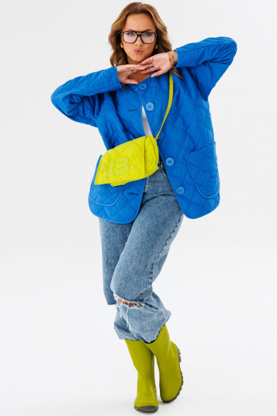 Стеганая oversize куртка из плащевой ткани для демисезона Anastasia 1138 индиго - фото 15