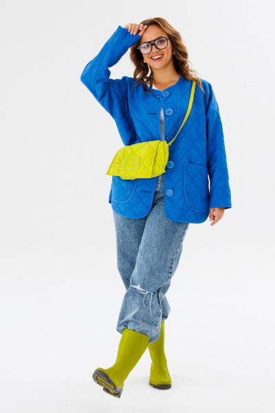 Стеганая oversize куртка из плащевой ткани для демисезона Anastasia 1138 индиго - фото 14