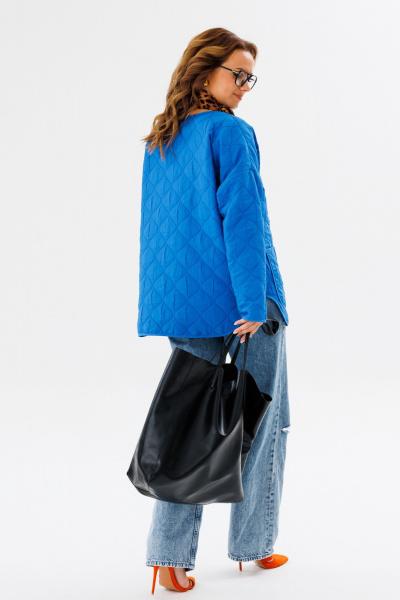 Стеганая oversize куртка из плащевой ткани для демисезона Anastasia 1138 индиго - фото 12