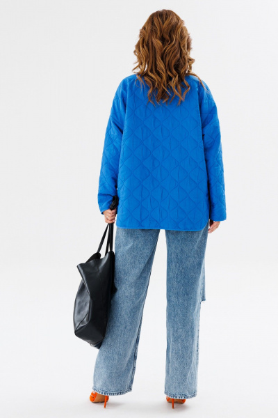 Стеганая oversize куртка из плащевой ткани для демисезона Anastasia 1138 индиго - фото 11