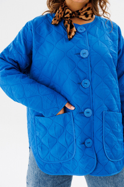Стеганая oversize куртка из плащевой ткани для демисезона Anastasia 1138 индиго - фото 10