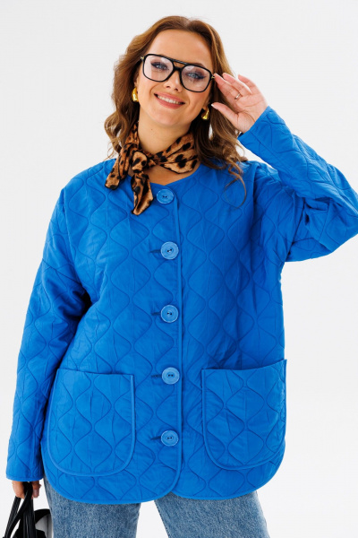 Стеганая oversize куртка из плащевой ткани для демисезона Anastasia 1138 индиго - фото 9
