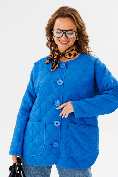 Стеганая oversize куртка из плащевой ткани для демисезона Anastasia 1138 индиго - фото 2