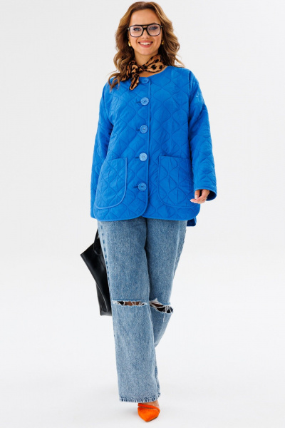 Стеганая oversize куртка из плащевой ткани для демисезона Anastasia 1138 индиго - фото 7