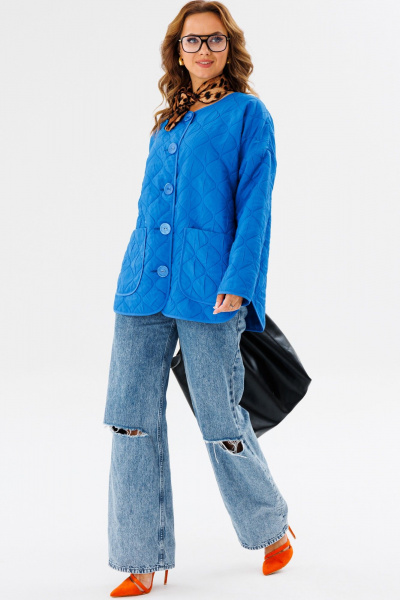 Стеганая oversize куртка из плащевой ткани для демисезона Anastasia 1138 индиго - фото 6