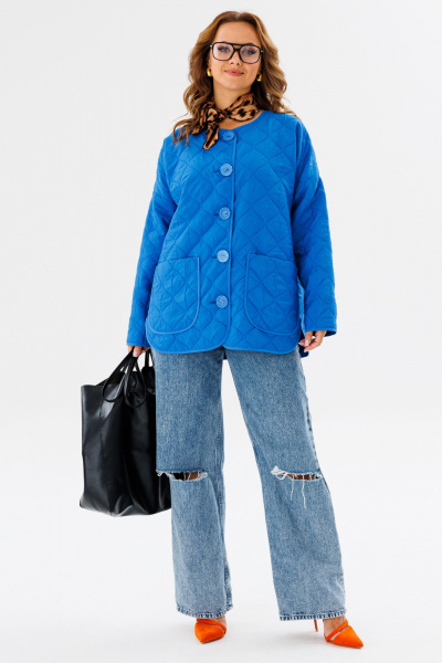 Стеганая oversize куртка из плащевой ткани для демисезона Anastasia 1138 индиго - фото 5