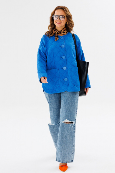 Стеганая oversize куртка из плащевой ткани для демисезона Anastasia 1138 индиго - фото 4