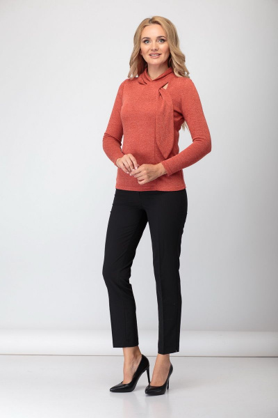 Оранжевая водолазка из трикотажа для повседневного стиля БАГРЯНИЦА 3060 терракот - фото 3