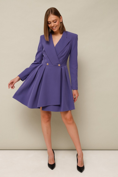 Платье на запах из текстиля с пуговицами и женственными вытачками PUR PUR 11-131 - фото 1